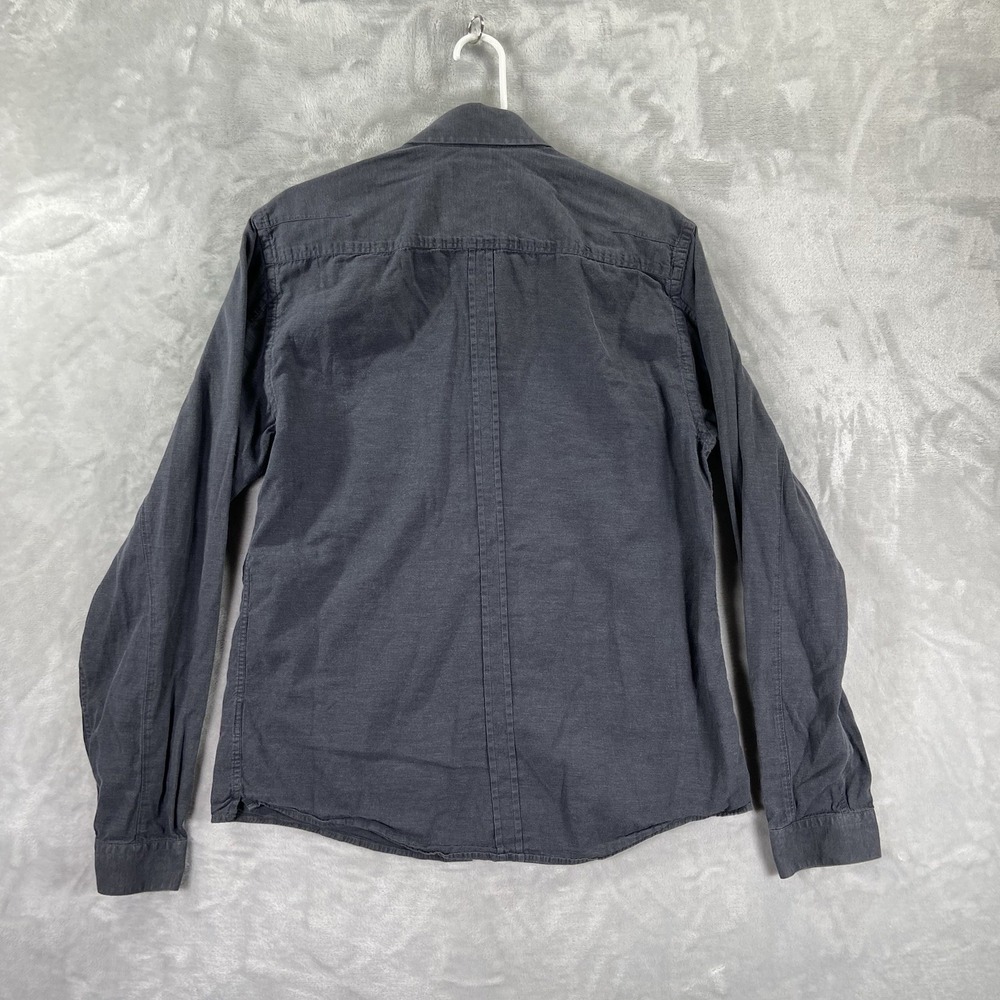Reiss Shirt men's Large Button Up Dark Gray Faded Casual Cotton Flap Pockets - Picture 12 of 12